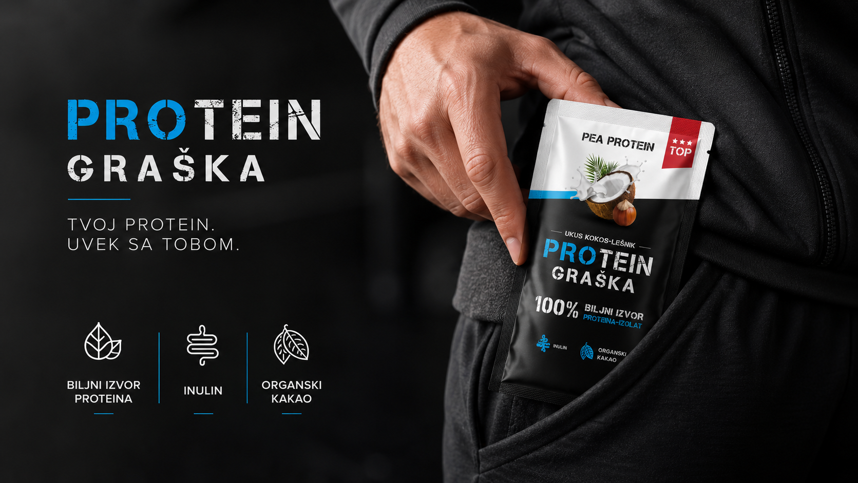 veganski protein graška kokos lešnik 28g