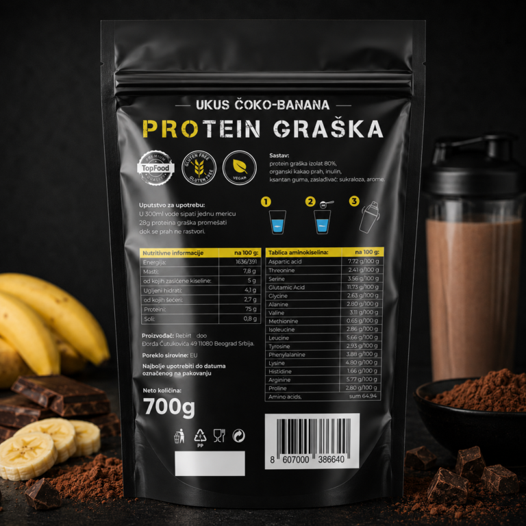 Top protein graška ukus čoko-banana 700g – slika 2